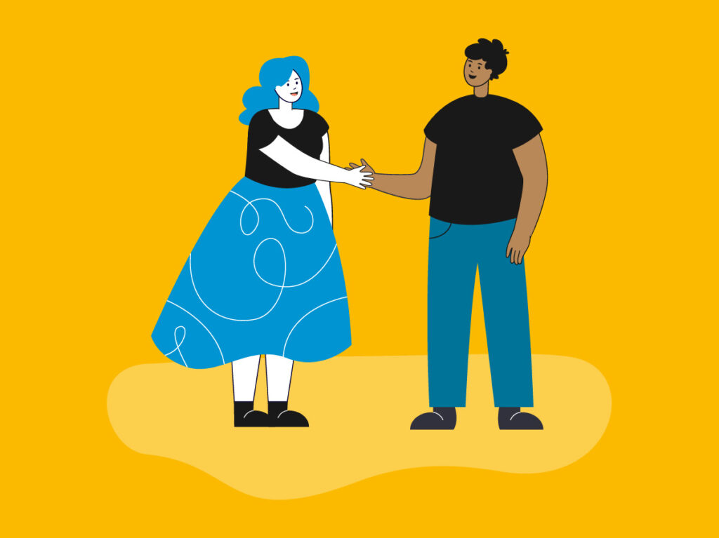 illustration deux personnes se serrent la main